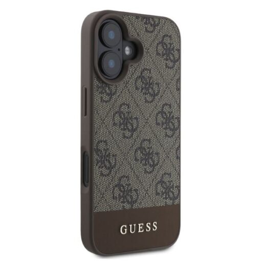 Guess case for iPhone 16 6,1" GUHCP16SG4GLBR brown hardcase 4G Bottom Stripe - Image 4