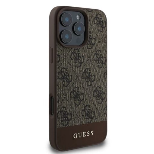 Guess case for iPhone 16 Pro 6,3" GUHCP16LG4GLBR brown hardcase 4G Bottom Stripe - Image 3