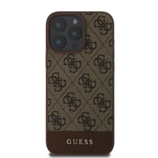 Guess case for iPhone 16 Pro Max 6,9" GUHCP16XG4GLBR brown hardcase 4G Bottom Stripe - Image 3