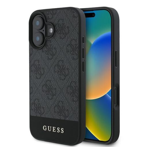 Guess case for iPhone 16 6,1" GUHCP16SG4GLGR grey hardcase 4G Bottom Stripe