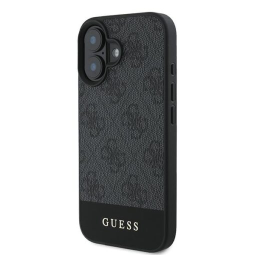 Guess case for iPhone 16 6,1" GUHCP16SG4GLGR grey hardcase 4G Bottom Stripe - Image 2