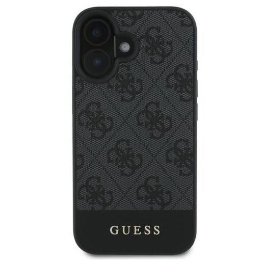 Guess case for iPhone 16 6,1" GUHCP16SG4GLGR grey hardcase 4G Bottom Stripe - Image 3