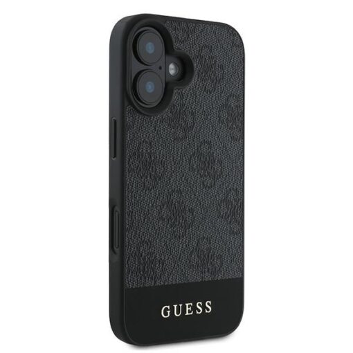 Guess case for iPhone 16 6,1" GUHCP16SG4GLGR grey hardcase 4G Bottom Stripe - Image 4