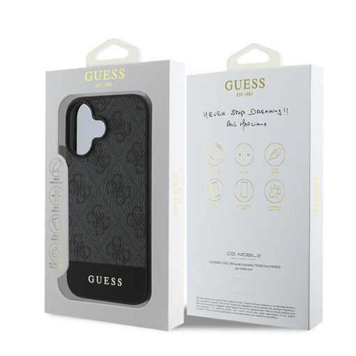 Guess case for iPhone 16 6,1" GUHCP16SG4GLGR grey hardcase 4G Bottom Stripe - Image 8