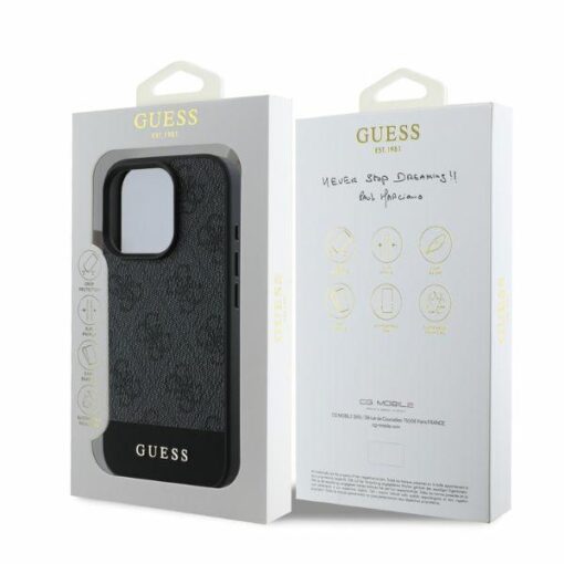 Guess case for iPhone 16 Pro 6,3" GUHCP16LG4GLGR grey hardcase 4G Bottom Stripe - Image 5