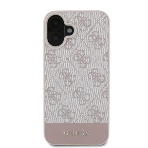 Guess case for iPhone 16 6,1" GUHCP16SG4GLPI pink hardcase 4G Bottom Stripe - Image 3