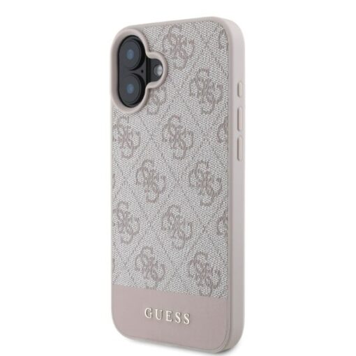 Guess case for iPhone 16 6,1" GUHCP16SG4GLPI pink hardcase 4G Bottom Stripe - Image 4