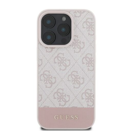 Guess case for iPhone 16 Pro 6,3" GUHCP16LG4GLPI pink hardcase 4G Bottom Stripe - Image 4