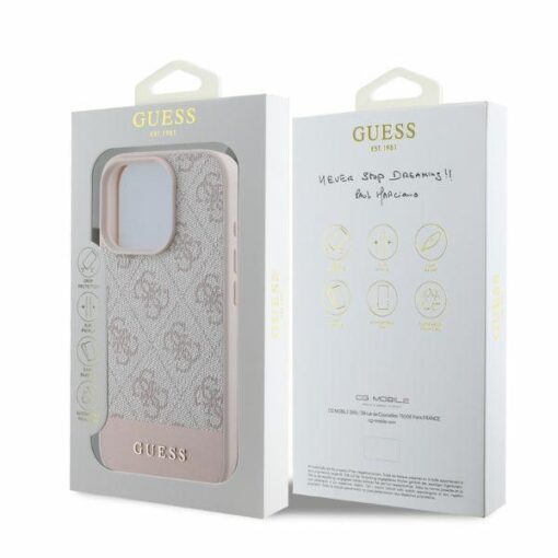 Guess case for iPhone 16 Pro 6,3" GUHCP16LG4GLPI pink hardcase 4G Bottom Stripe - Image 5