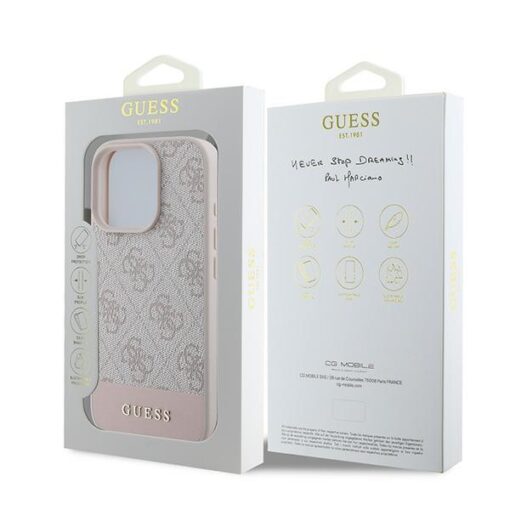 Guess case for iPhone 16 Pro Max 6,9" GUHCP16XG4GLPI pink hardcase 4G Bottom Stripe - Image 8