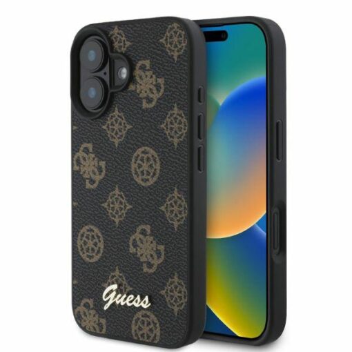 Guess case for iPhone 16 6,1" GUHMP16SPGPYSK black hardcase Peony Script MagSafe