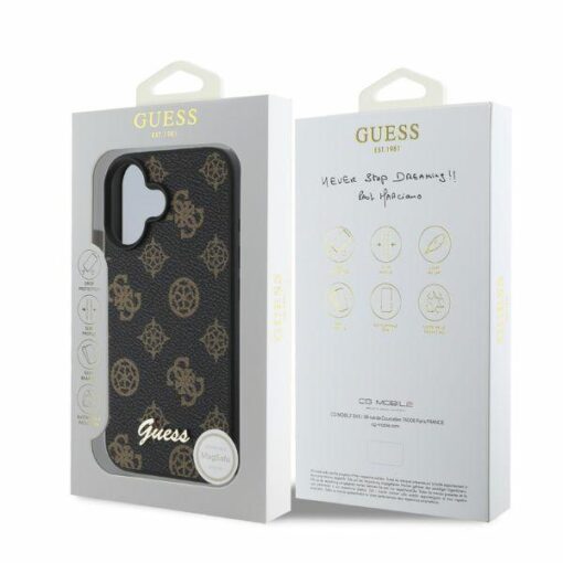 Guess case for iPhone 16 6,1" GUHMP16SPGPYSK black hardcase Peony Script MagSafe - Image 4