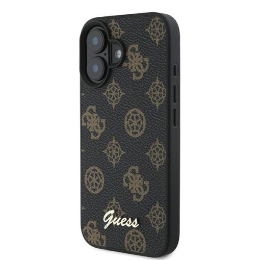 Guess case for iPhone 16 Plus 6,7" GUHMP16MPGPYSK black hardcase PU Peony Script MagSafe - Image 2