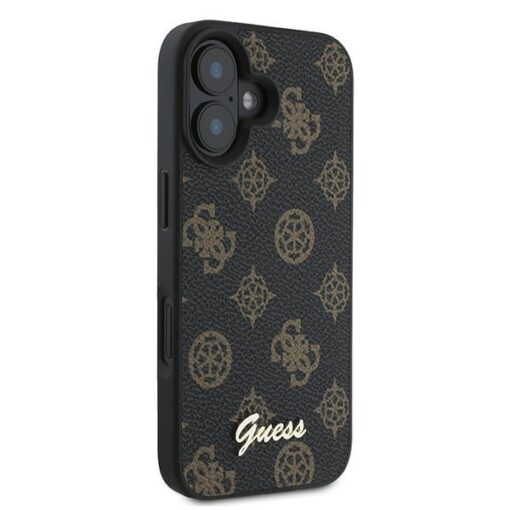 Guess case for iPhone 16 Plus 6,7" GUHMP16MPGPYSK black hardcase PU Peony Script MagSafe - Image 4