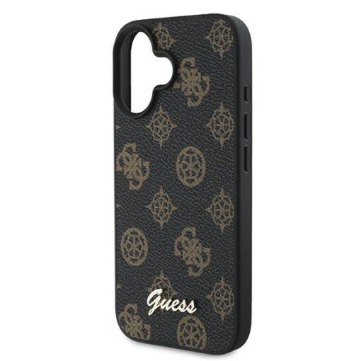 Guess case for iPhone 16 Plus 6,7" GUHMP16MPGPYSK black hardcase PU Peony Script MagSafe - Image 6