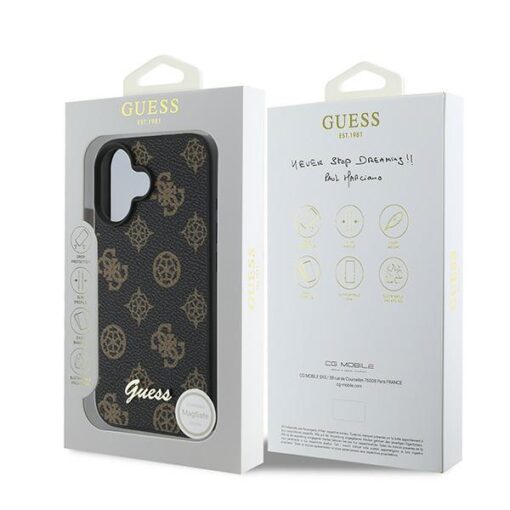 Guess case for iPhone 16 Plus 6,7" GUHMP16MPGPYSK black hardcase PU Peony Script MagSafe - Image 8