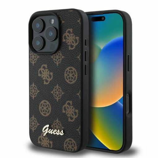 Guess case for iPhone 16 Pro Max 6,9" GUHMP16XPGPYSK black hardcase Peony Script MagSafe