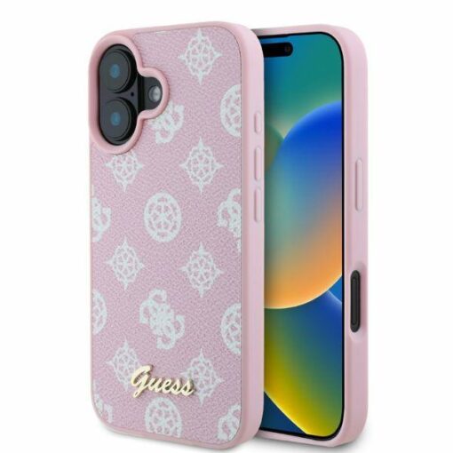 Guess case for iPhone 16 6,1" GUHMP16SPGPYSP pink hardcase Peony Script MagSafe