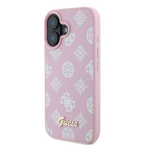 Guess case for iPhone 16 6,1" GUHMP16SPGPYSP pink hardcase Peony Script MagSafe - Image 2