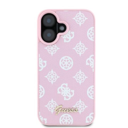 Guess case for iPhone 16 6,1" GUHMP16SPGPYSP pink hardcase Peony Script MagSafe - Image 3