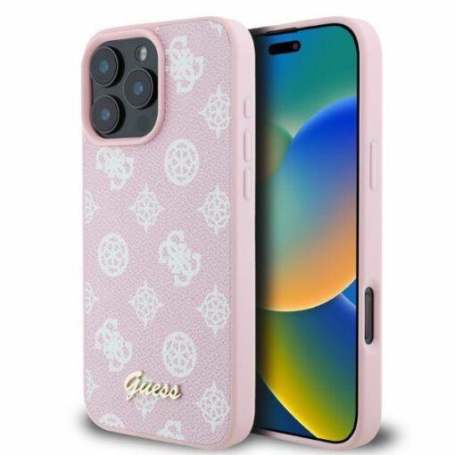 Guess case for iPhone 16 Pro Max 6,9" GUHMP16XPGPYSP pink hardcase Peony Script MagSafe