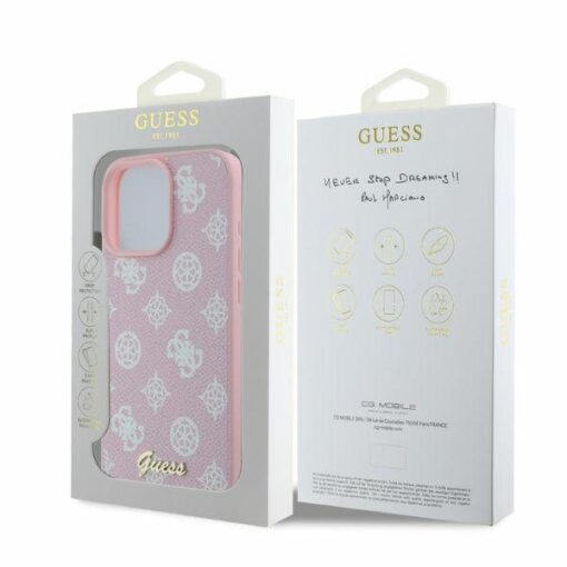 Guess case for iPhone 16 Pro Max 6,9" GUHMP16XPGPYSP pink hardcase Peony Script MagSafe - Image 4