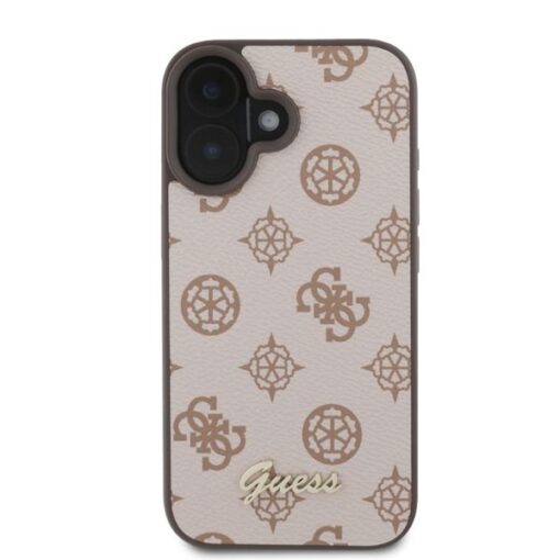 Guess case for iPhone 16 6,1" GUHMP16SPGPYSW brown hardcase Peony Script MagSafe - Image 2