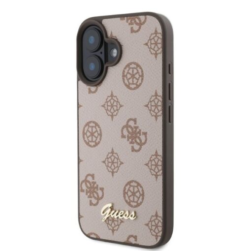 Guess case for iPhone 16 6,1" GUHMP16SPGPYSW brown hardcase Peony Script MagSafe - Image 3