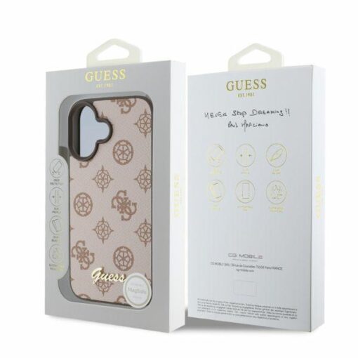 Guess case for iPhone 16 6,1" GUHMP16SPGPYSW brown hardcase Peony Script MagSafe - Image 4