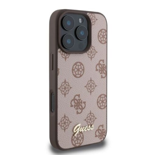 Guess case for iPhone 16 Pro 6,3" GUHMP16LPGPYSW brown hardcase Peony Script MagSafe - Image 2