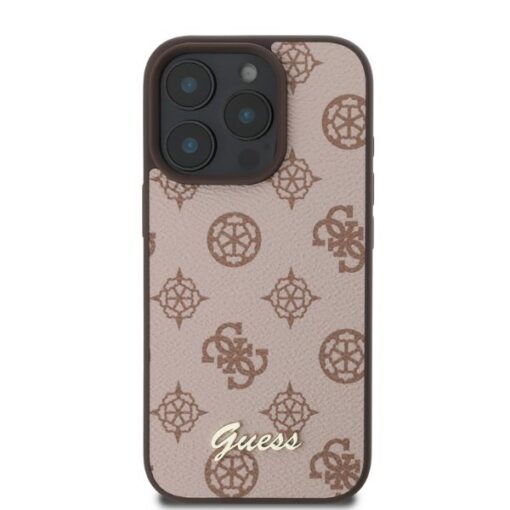 Guess case for iPhone 16 Pro 6,3" GUHMP16LPGPYSW brown hardcase Peony Script MagSafe - Image 3