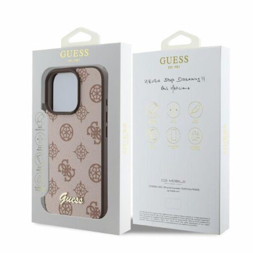 Guess case for iPhone 16 Pro 6,3" GUHMP16LPGPYSW brown hardcase Peony Script MagSafe - Image 4