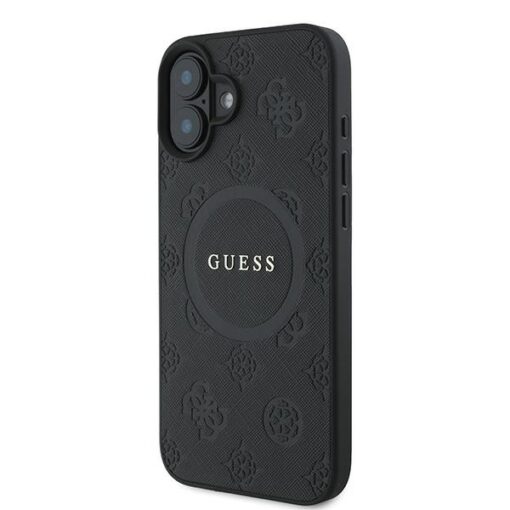 Guess case for iPhone 16 Plus 6,7" GUHMP16MPSAPSMEK black hardcase Saffiano Peony Classic Logo MagSafe - Image 2