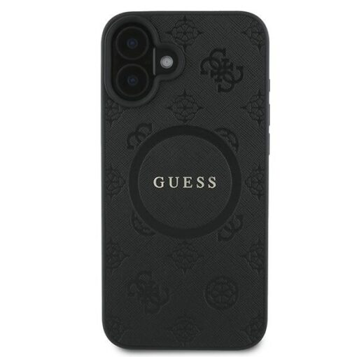 Guess case for iPhone 16 Plus 6,7" GUHMP16MPSAPSMEK black hardcase Saffiano Peony Classic Logo MagSafe - Image 3