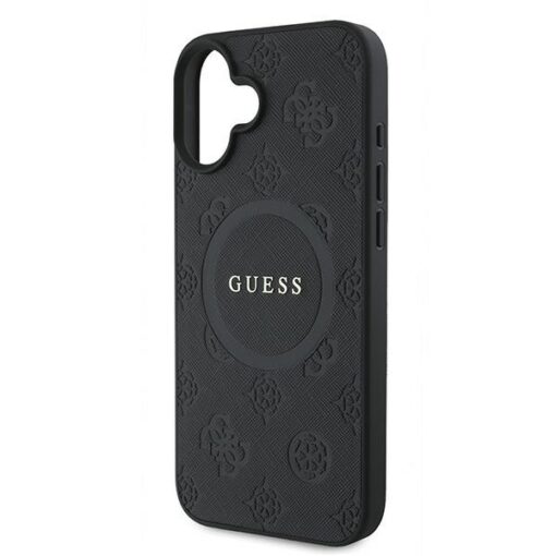 Guess case for iPhone 16 Plus 6,7" GUHMP16MPSAPSMEK black hardcase Saffiano Peony Classic Logo MagSafe - Image 5