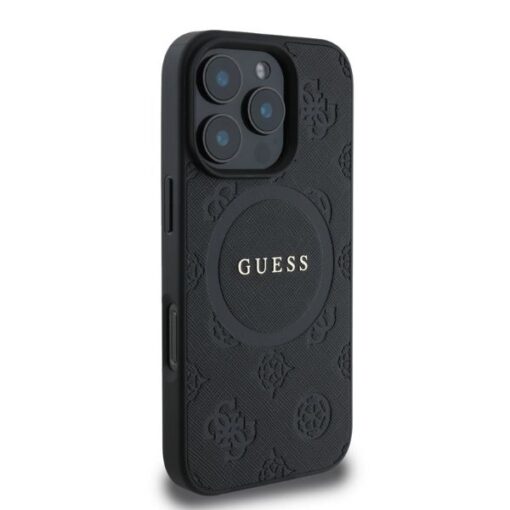 Guess case for iPhone 16 Pro 6,3" GUHMP16LPSAPSMEK black hardcase Saffiano Peony Classic Logo MagSafe - Image 2