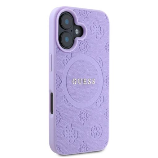 Guess case for iPhone 16 6,1" GUHMP16SPSAPSMEU purple hardcase Saffiano Peony Classic Logo MagSafe - Image 2