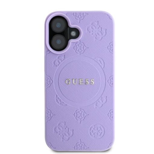 Guess case for iPhone 16 6,1" GUHMP16SPSAPSMEU purple hardcase Saffiano Peony Classic Logo MagSafe - Image 3