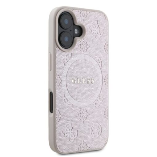 Guess case for iPhone 16 6,1" GUHMP16SPSAPSMEP pink hardcase Saffiano Peony Classic Logo MagSafe - Image 2