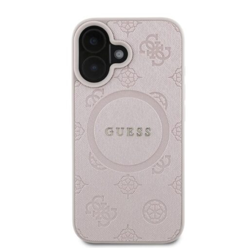 Guess case for iPhone 16 6,1" GUHMP16SPSAPSMEP pink hardcase Saffiano Peony Classic Logo MagSafe - Image 3