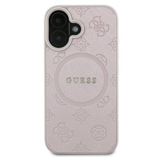 Guess case for iPhone 16 Plus 6,7" GUHMP16MPSAPSMEP pink hardcase Saffiano Peony Classic Logo MagSafe - Image 3