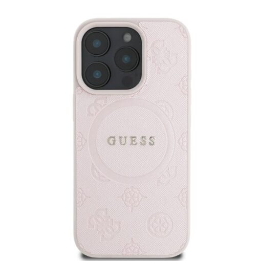 Guess case for iPhone 16 Pro Max 6,9" GUHMP16XPSAPSMEP pink hardcase Saffiano Peony Classic Logo MagSafe - Image 3