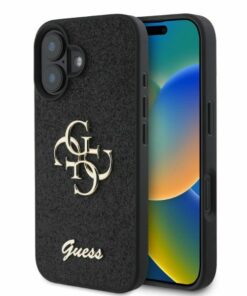 Guess case for iPhone 16 6,1" GUHCP16SHG4SGK black hardcase Fixed Glitter Big 4G