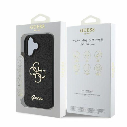 Guess case for iPhone 16 6,1" GUHCP16SHG4SGK black hardcase Fixed Glitter Big 4G - Image 5