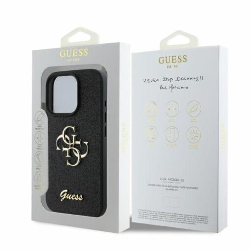 Guess case for iPhone 16 Pro 6,3" GUHCP16LHG4SGK black hardcase Fixed Glitter Big 4G - Image 5