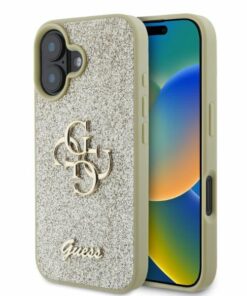 Guess case for iPhone 16 6,1" GUHCP16SHG4SGD gold hardcase Fixed Glitter Big 4G