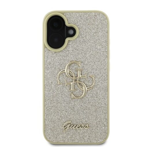 Guess case for iPhone 16 6,1" GUHCP16SHG4SGD gold hardcase Fixed Glitter Big 4G - Image 3
