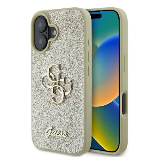 Guess case for iPhone 16 Plus 6,7" GUHCP16MHG4SGD gold hardcase Fixed Glitter Big 4G