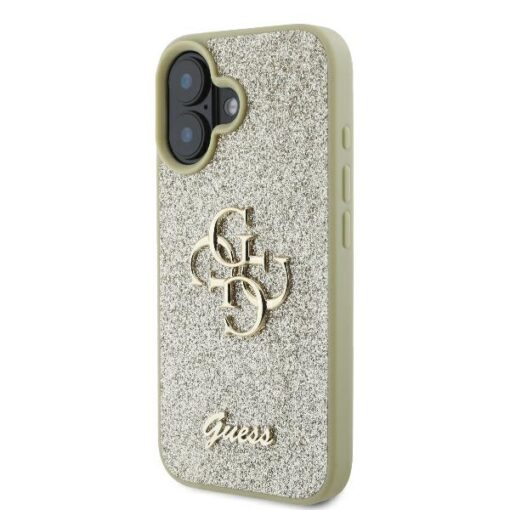 Guess case for iPhone 16 Plus 6,7" GUHCP16MHG4SGD gold hardcase Fixed Glitter Big 4G - Image 2