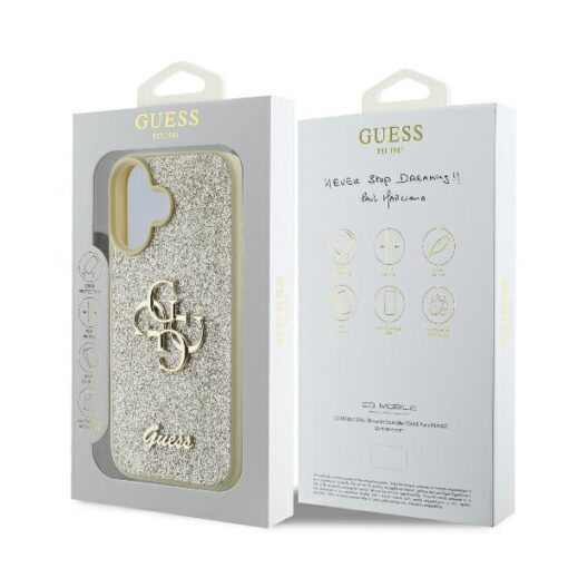 Guess case for iPhone 16 Plus 6,7" GUHCP16MHG4SGD gold hardcase Fixed Glitter Big 4G - Image 8